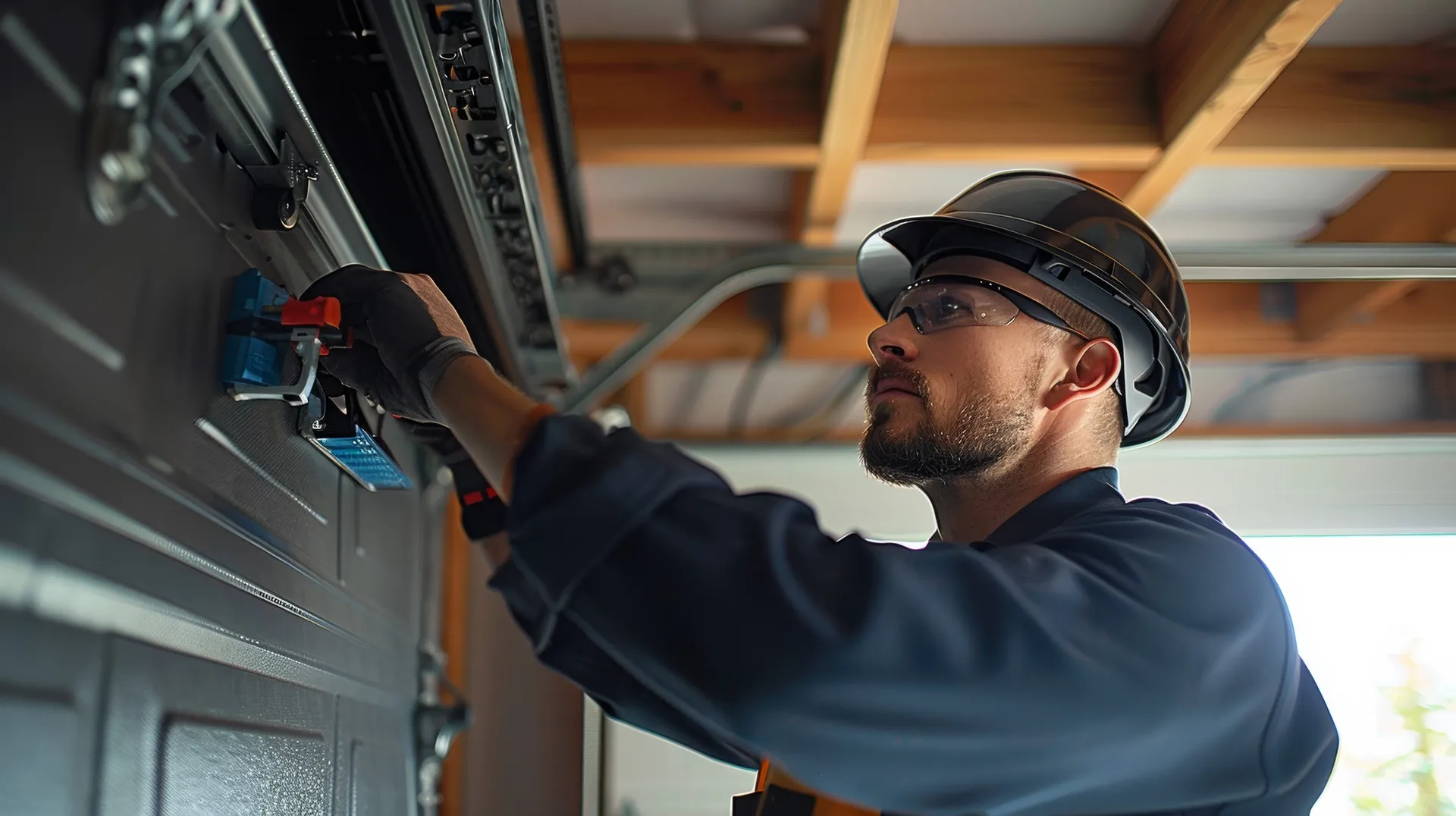 Monteur bei der Arbeit an einer Toranlage